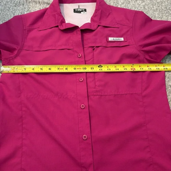 Habit Women’s River Shirt Fuchsia Pink Fishing UPF 40 Short Sleeve Medium - Picture 7 of 9